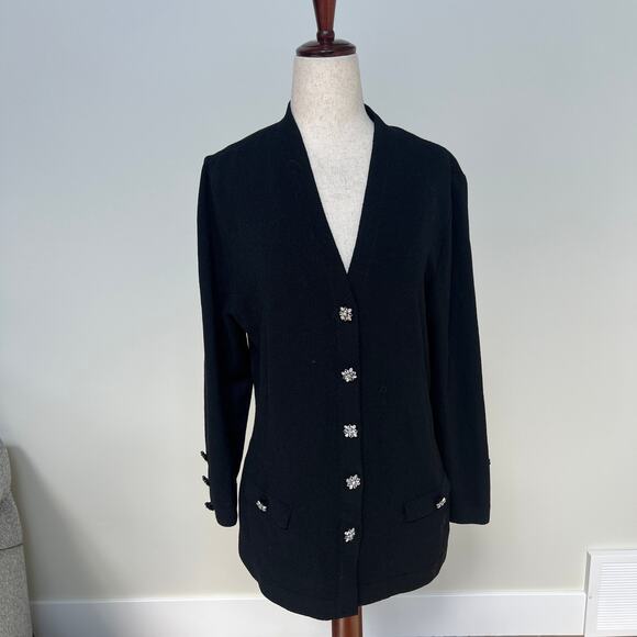 ST. JOHN EVENING Women's Cardigan Size 8 In Black - Picture 1 of 7